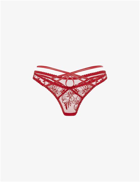 Agent Provocateur Ozella Strappy Low Rise Mesh Thong In Red Lyst