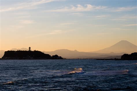 Enoshima And Mtfuji Sunset