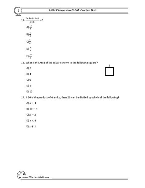 5 Ssat Lower Level Math Practice Tests Extra Practice To Help Achieve