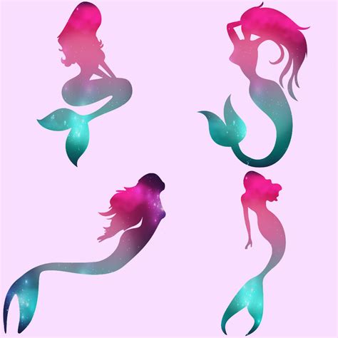 Mermaid Silhouettes Clipart By Fantasy Cliparts