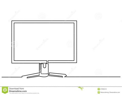 Continuous Line Drawing Of Computer Monitor Stock Vector Illustration