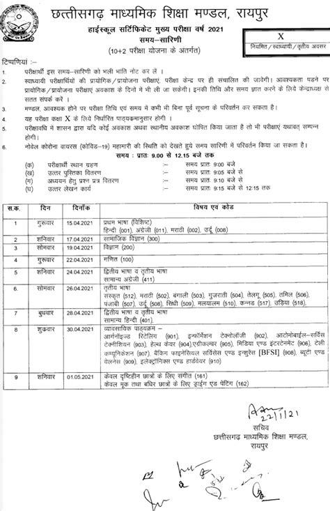 Up board 2021 class 12 datesheet released, check here. CGBSE Class 10th/ 12th Date Sheet 2021 (Released) | यहाँ ...