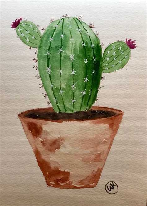 Cactus In Watercolor Watercolor Painting Cactus