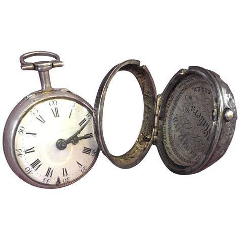 Silver Repousse Verge Fusee Pocket Watch For Sale at 1stdibs