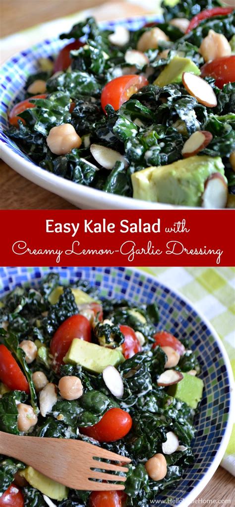 Easy Kale Salad With Creamy Lemon Garlic Dressing