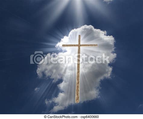 Christian Cross Against The Sky In A Blaze Of Glory Religious Symbol