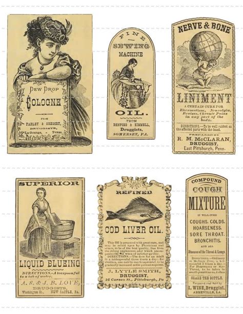 Antique Apothecary Labels Digital Download Vintage Pharmacy Druggist