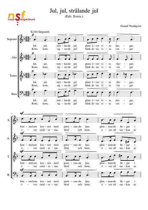 Jul, jul, strålande jul SATB sheet music for Voice download free in PDF or MIDI