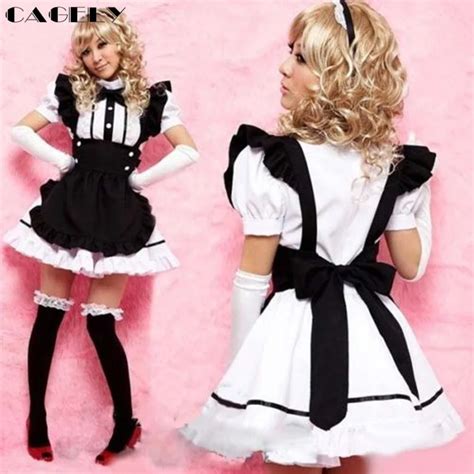 Maid Costume Set Anime Skivvy Bonne Cosplay Japanese Animation Related Dress Apron Gloves