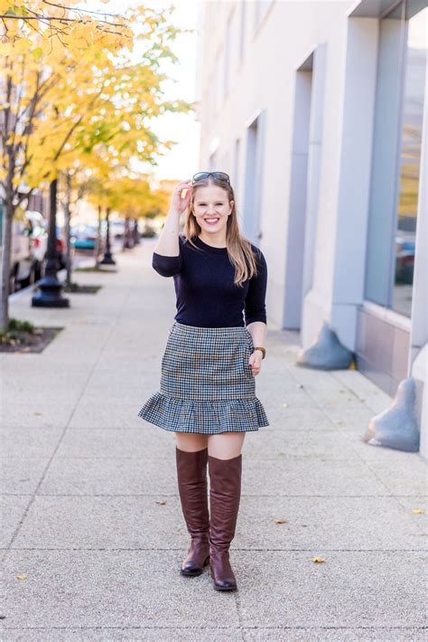 How To Wear Over The Knee Boots With A Skirt Casual Winter Outfits Business Casual Outfits