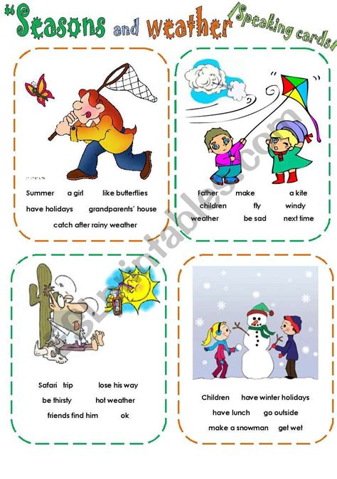 Weather Speaking Cards Esl Worksheet By Nurikzhan