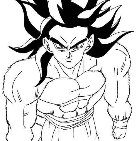Imagen De Goku Fase 4 Para Iluminar Y Dibujar Dibujos De