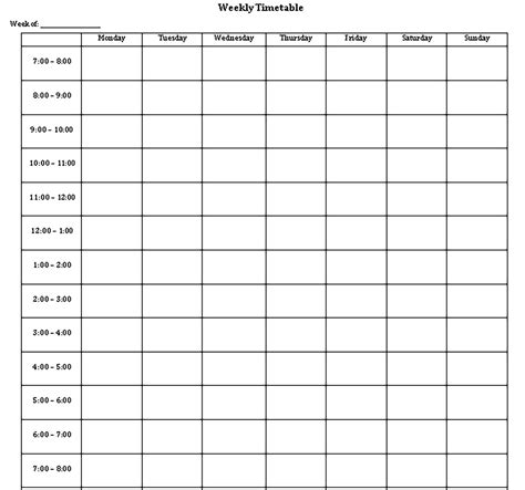 Timetable Templates Sample Timetable Template Business Template