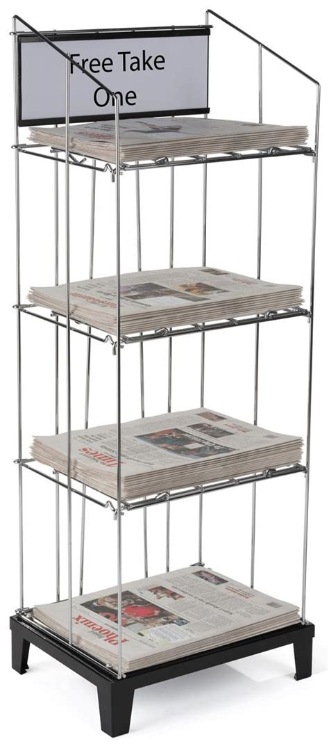 Wire Newspaper Floor Rack 3 Removable Shelves