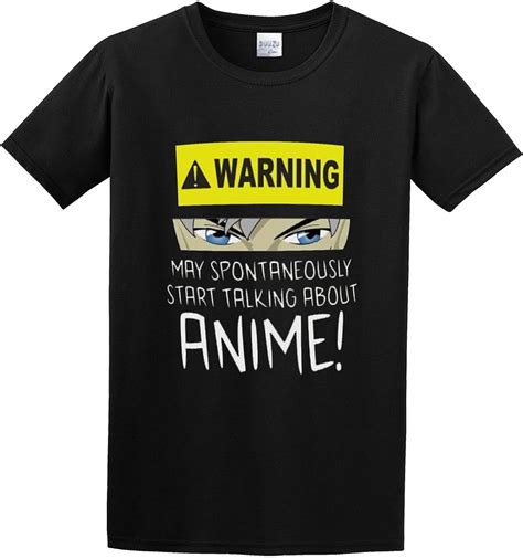 Warning May Spontaneously Talk About Anime Mens T Shirt Fashion Casual