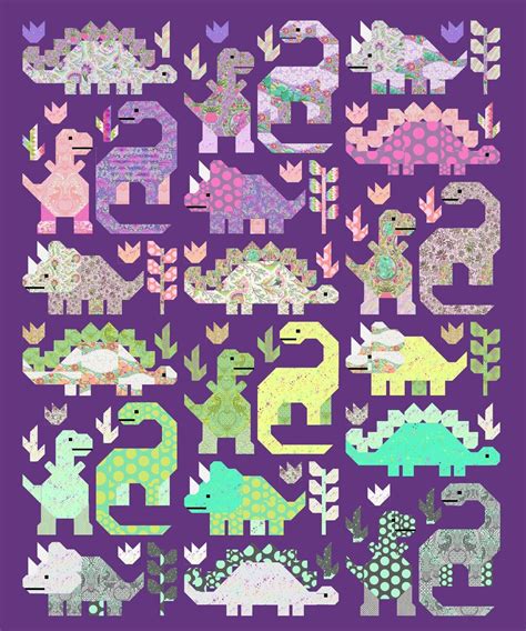 Dinosaurs Quilt Kit And Pattern By Elizabeth Hartman Featuring Roar By
