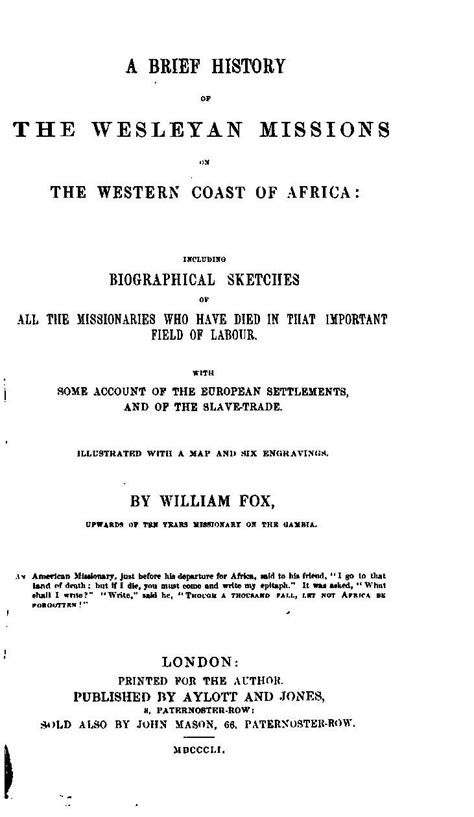 A Brief History Of The Wesleyan Missions On The West Coast Of Africa