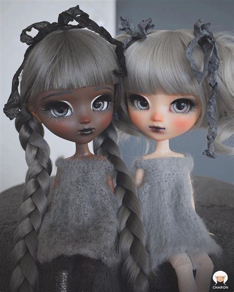 Carbon Sisters Charcoal And Ash Ooak Pullip Sisters Charon Dolls