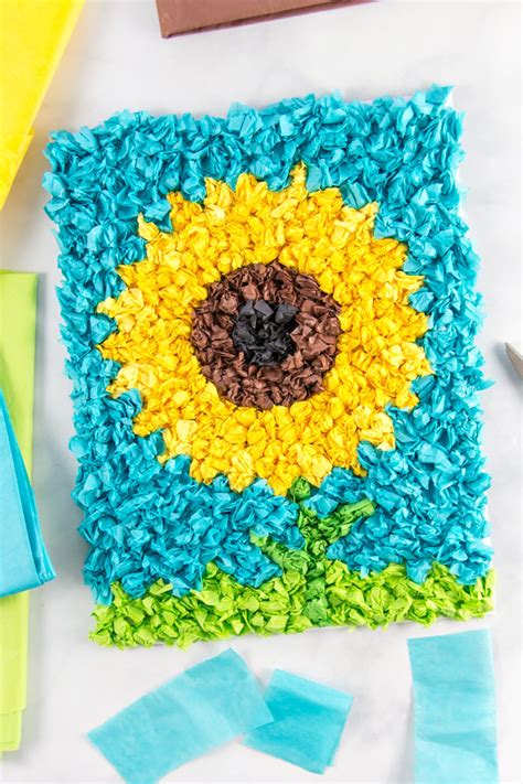 How To Make An Easy Tissue Paper Sunflower Craft Kids Activities Blog