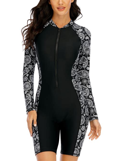 Buy Womens Boyleg One Piece Rashguard Swimsuit Upf 50 Zipper Surfing