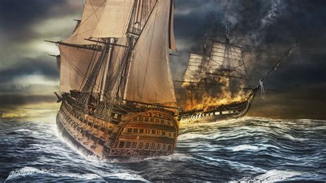 Ships Sea Storm Sea Battle Photoshop 4k Storm Ships Sea In 2021
