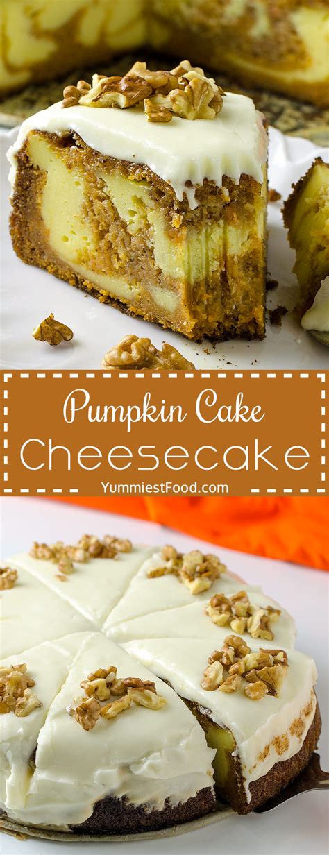 Fill pan with 2 inches of hot water. Pumpkin Cake Cheesecake - Recipe from Yummiest Food Cookbook