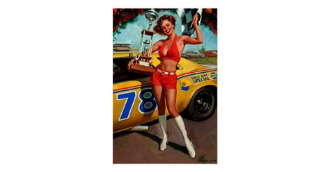 Vintage Retro Gil Elvgren Car Race Pin Up Girl Poster Zazzle