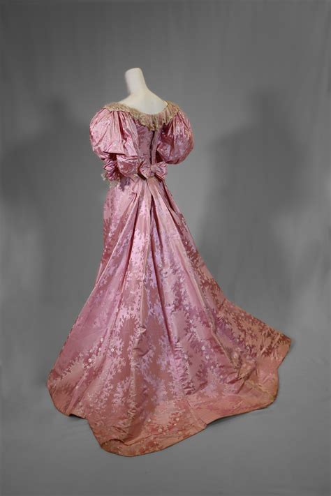Clothing And Textiles Pink Silk Ball Gown With Large Puff Sleeves C