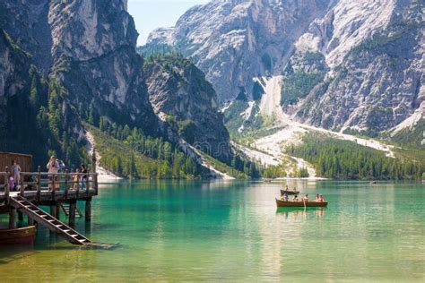 Lake Braies In The Dolomites Editorial Photography Image Of Forest