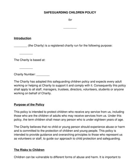 Safeguarding Children Policy Template Word And Pdf