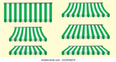 Set Striped Awnings Canopies Store Awning Stock Vector Royalty Free