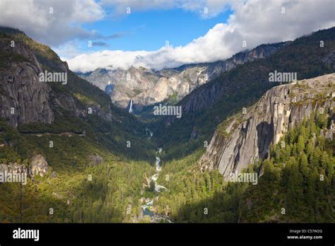 Bridal Veil Falls And Yosemite Valley Yosemite National Park California
