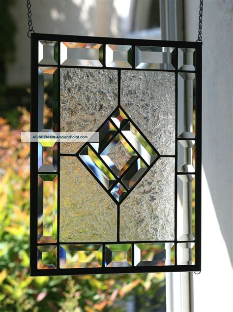 Starshine Clear Stained Glass Window Panel With Faceted Bevels