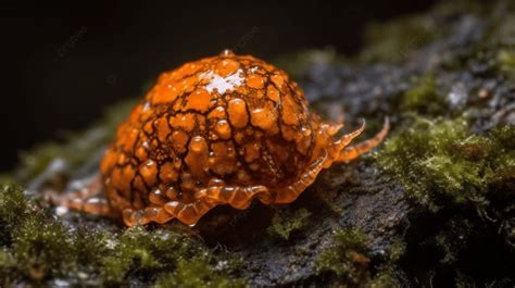 fondo insecto arrastrándose sobre un poco de musgo fondo un saco de huevos de una salamandra