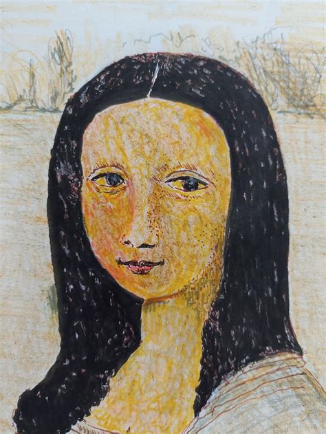 20th Century French Modernist Cubist Painting Mona Lisa Study For Sale