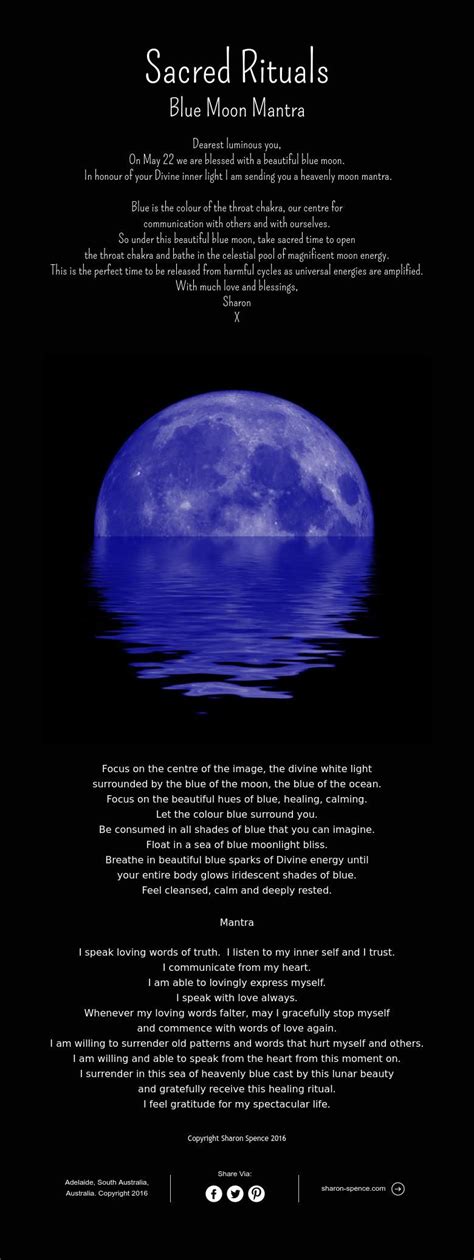 Moon Sacred Rituals Blue Moon Mantra Lunar Magic Moon Magic