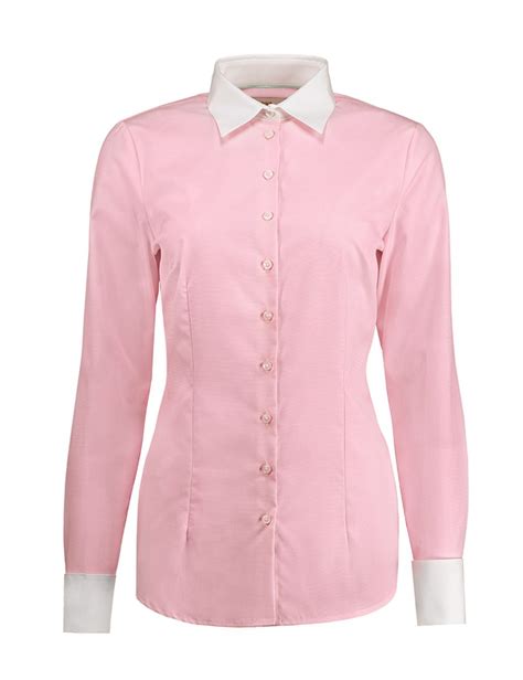 Womens Light Pink End On End Fitted Executive Double Cuff Shirt 2