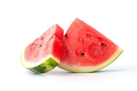 Two Slices Of Watermelon On A White Background Stock Photo
