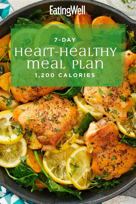 7 Day Heart Healthy Meal Plan 1200 Calories Meal Planning Meals