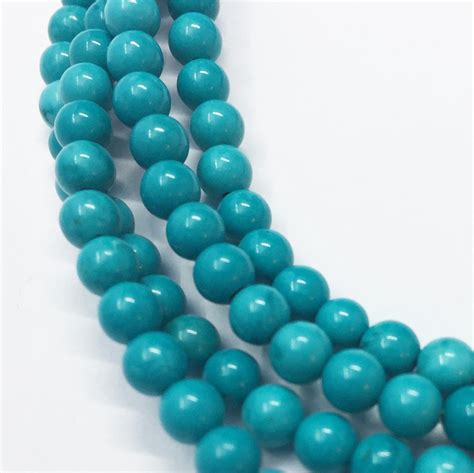 Turquoise Dyed Magnesite Gemstone Beads 6mm Round Beads On 15 Etsy