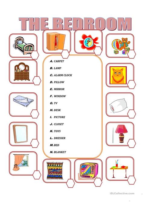 Here are eight activities for mental health professionals, teachers and slp's. Furniture in the bedroom worksheet - Free ESL printable ...