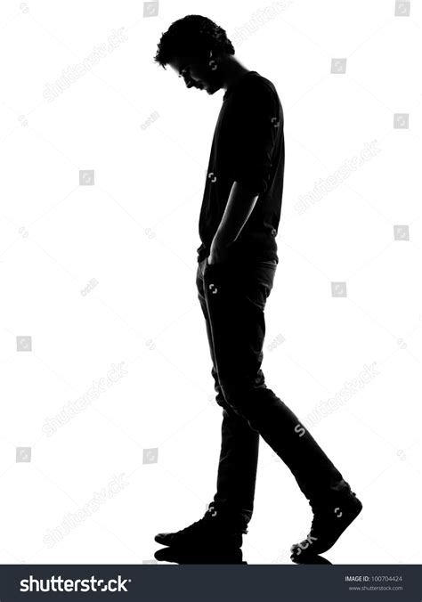 Young Man Sad Walking Silhouette Studio Stock Photo