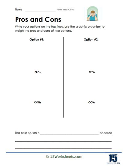 Pros And Cons Worksheets Worksheets Com