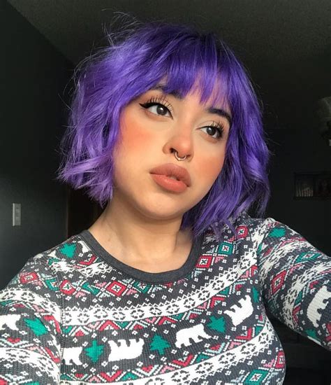 Purple And Bangs Short Purple Hair Dyed Hair Purple Hair Inspo Color