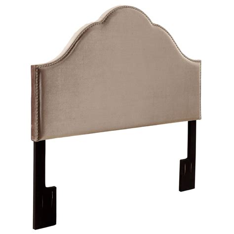 Glamour Studded Headboard Queen Size Grey Velvet At Home