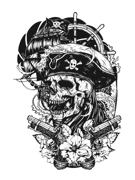 Pirate Ship Skull Tattoo