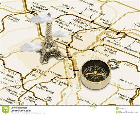 What is in your eiffel tower map? Eiffel Tower On A Map Of Paris Royalty Free Stock ...