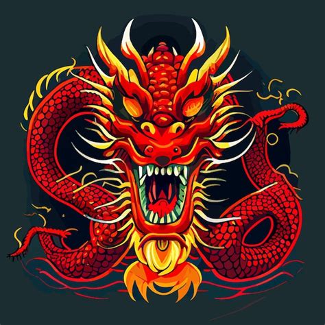 Premium Vector Chinese Dragon Flat Design Vector Art Dragon Icon