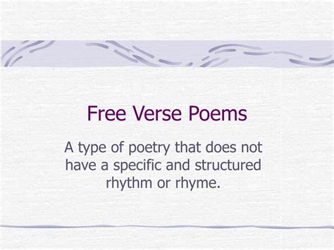 Ppt Free Verse Poems Powerpoint Presentation Free Download Id144802