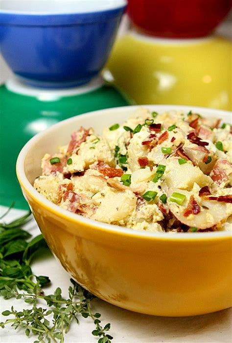 Jersey royal potatoes work so well in this new potato salad recipe; Sour Cream and Bacon Potato Salad 4 oz olive oil 2 oz ...